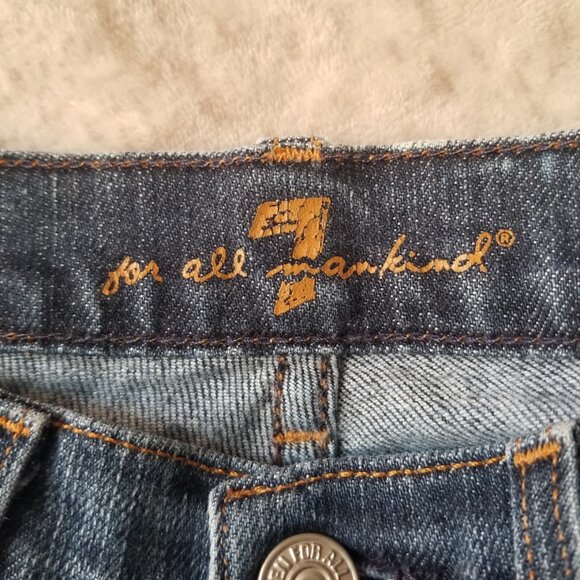 7 for All Mankind Women's Jeans 24 Blue Bootcut Y2K Medium Dark Wash - Picture 4 of 6